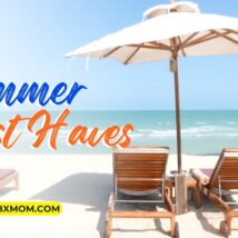 summer must haves written with a beach background